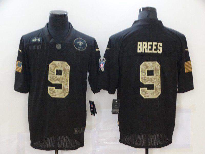 Men New Orleans Saints #9 Brees Black camo Lettering 2020 Nike NFL Jersey->cleveland browns->NFL Jersey